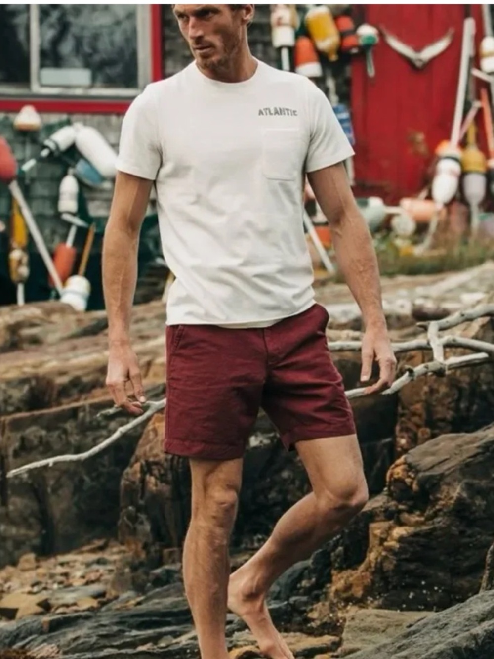 NEW Taylor Stitch Morse Short Slub Linen in Brick Red Size 36